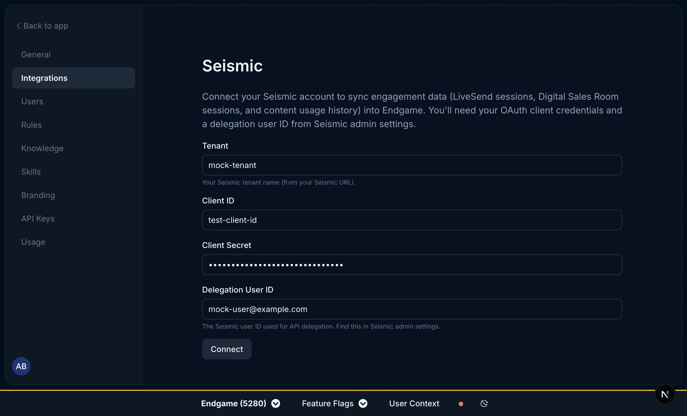 Seismic connection inputs
