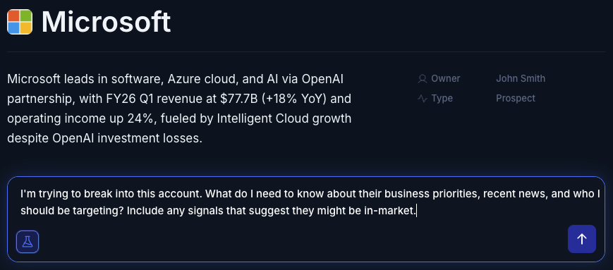 A snippet of an account page in Endgame