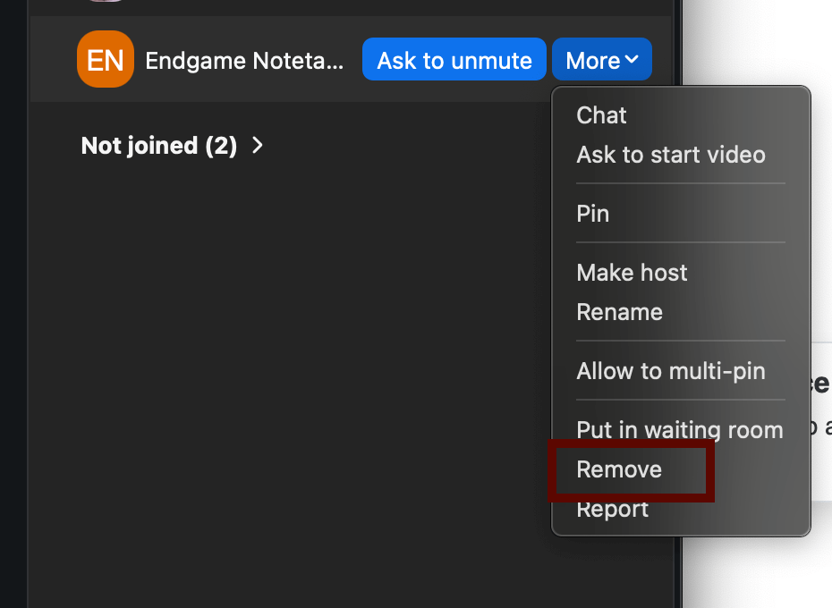 Remove Notetaker Zoom