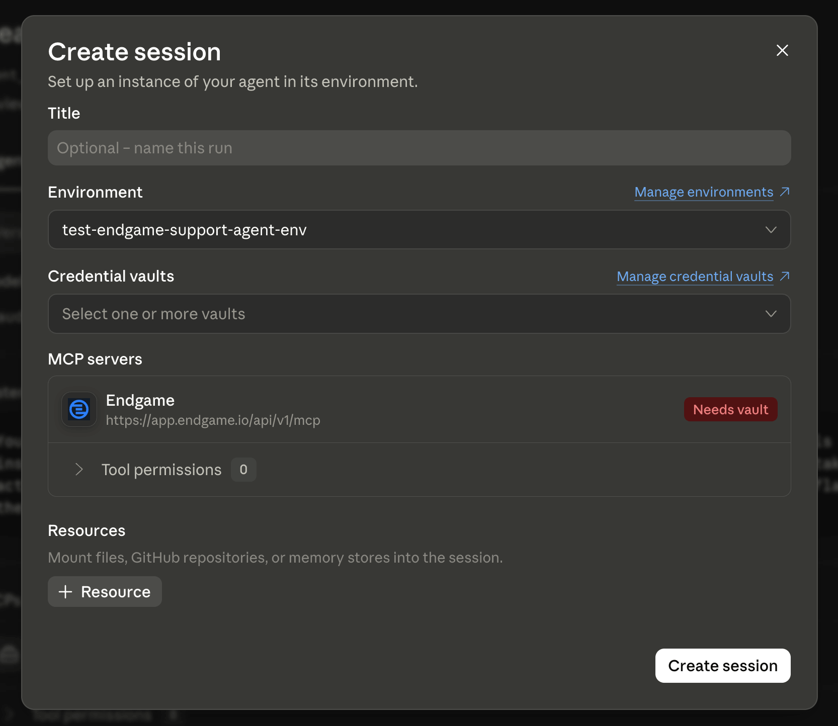 Credential vault selection when starting a Claude Managed Agents session