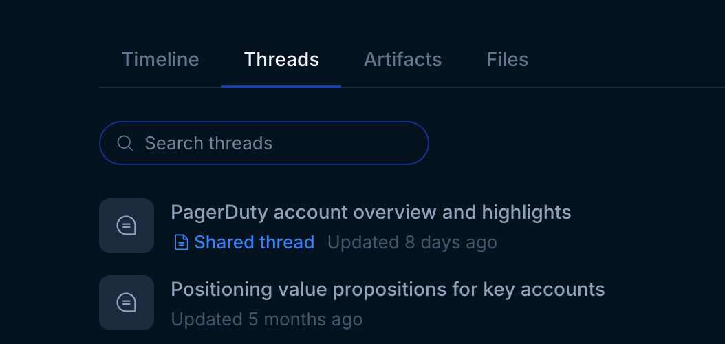 Account threads tab