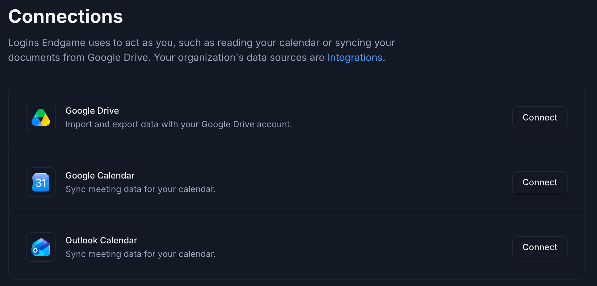 Google Calendar connection