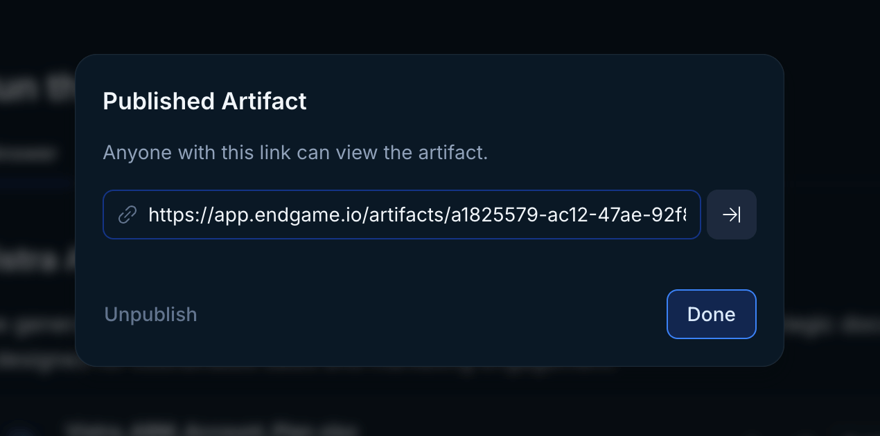 Published artifact modal