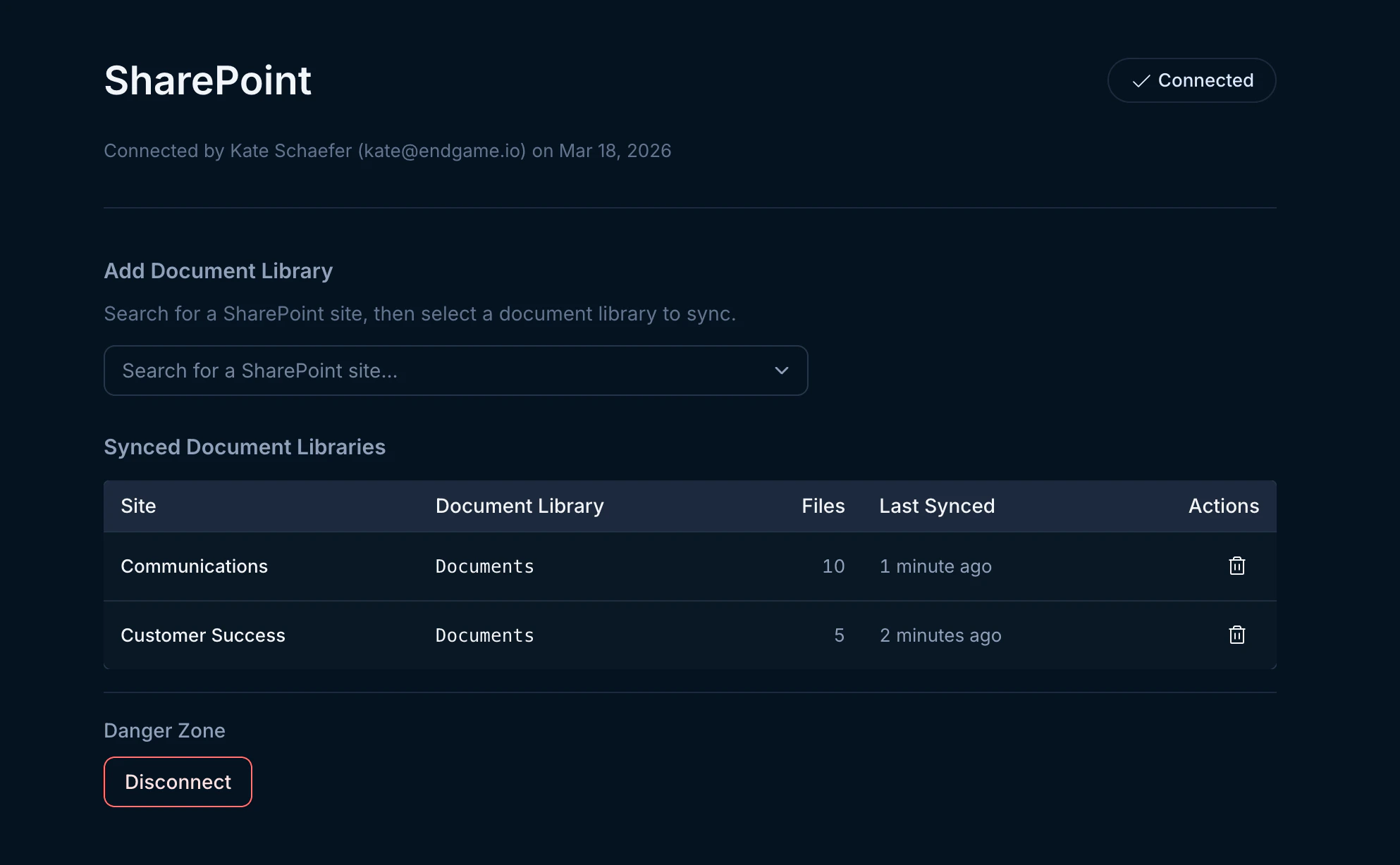 SharePoint integration view