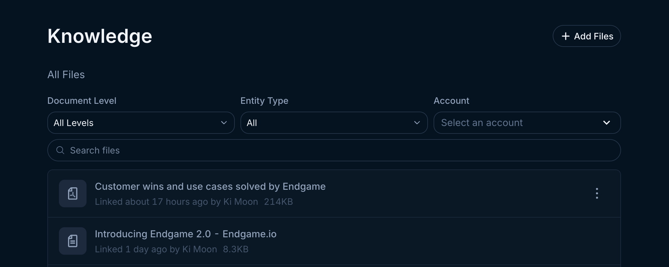 Admin knowledge view