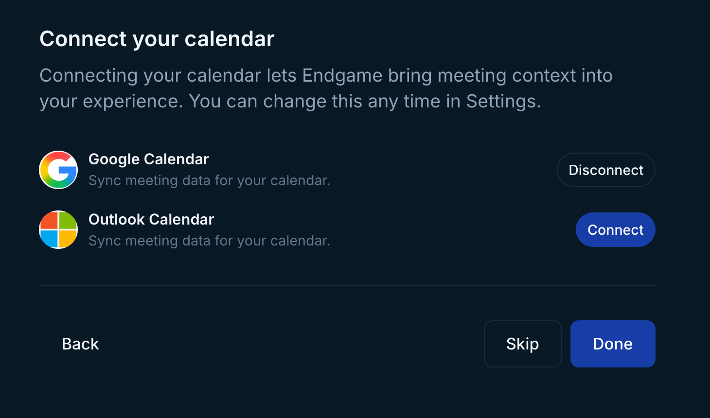 Connect your calendar during onboarding