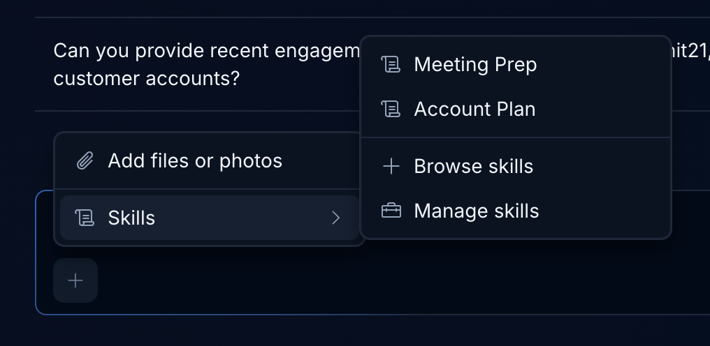 Skills accessible in chat