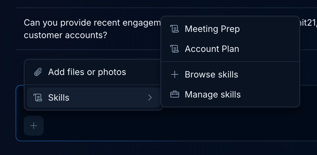 Skills accessible in chat