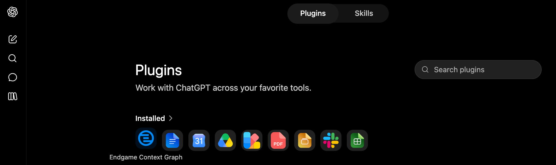 ChatGPT enabled apps screen