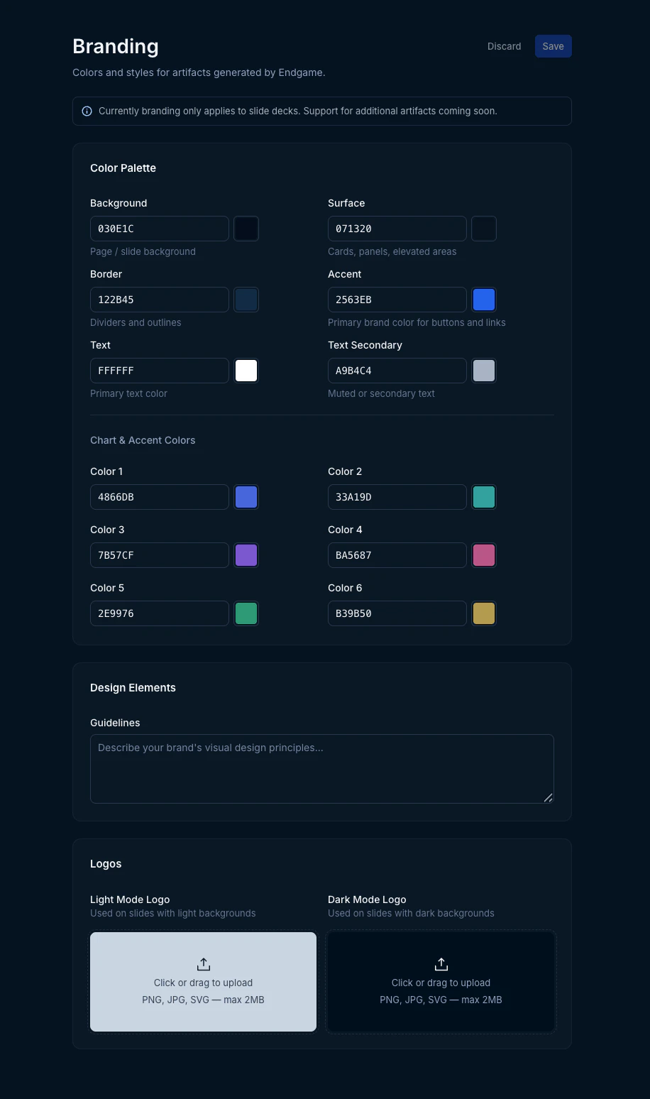 Branding configuration settings