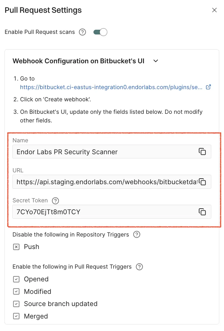 Webhook configuration
