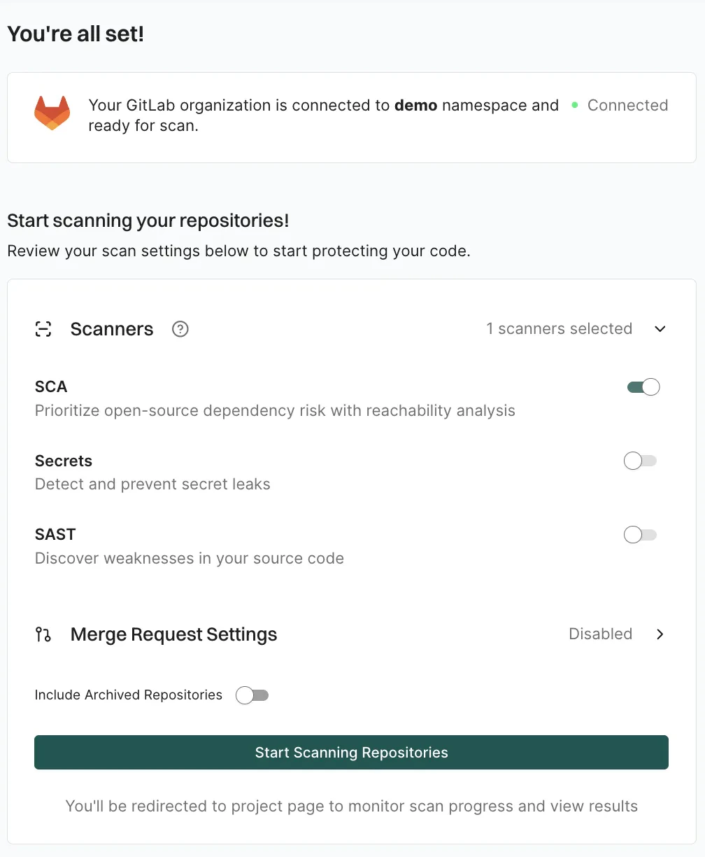 GitLab scanner types