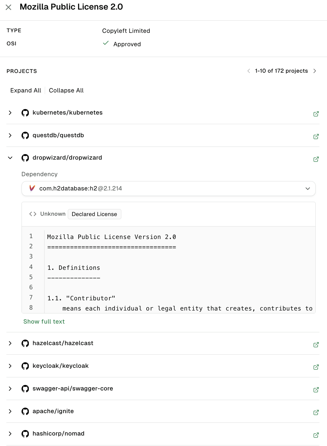 View license details