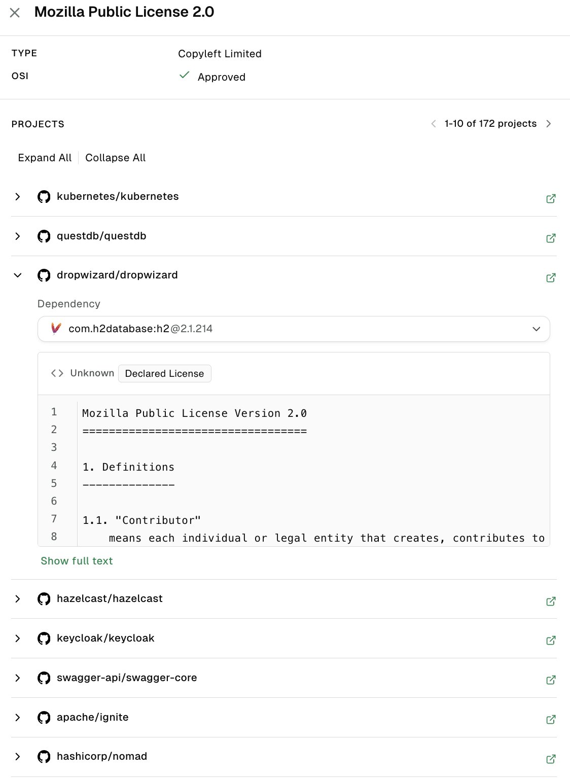 View license details
