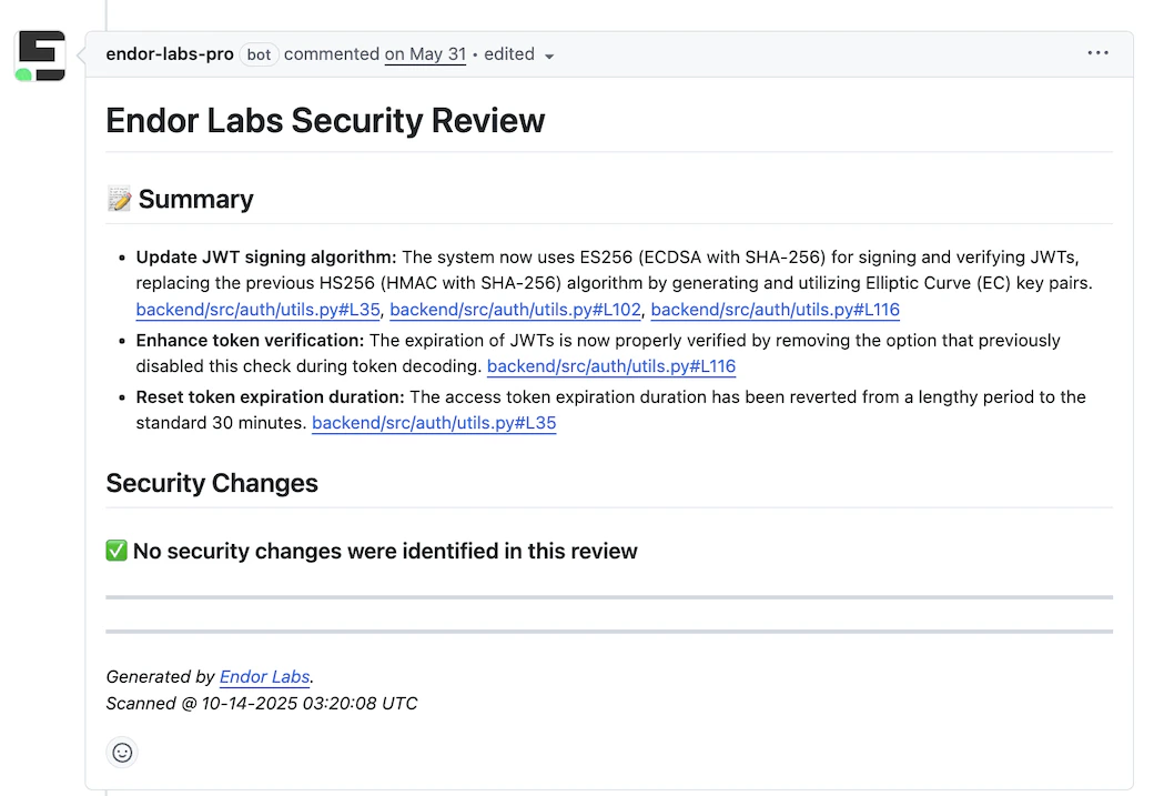 Example of AI security review
