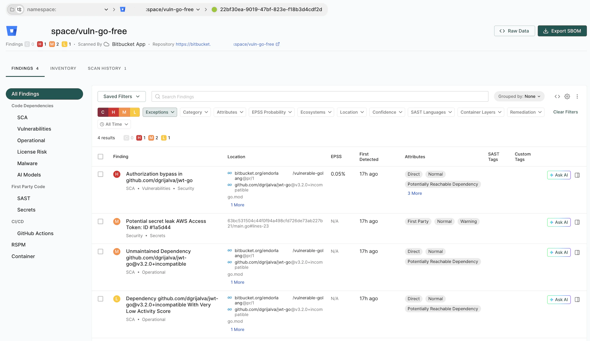 View PR scan findings in detail