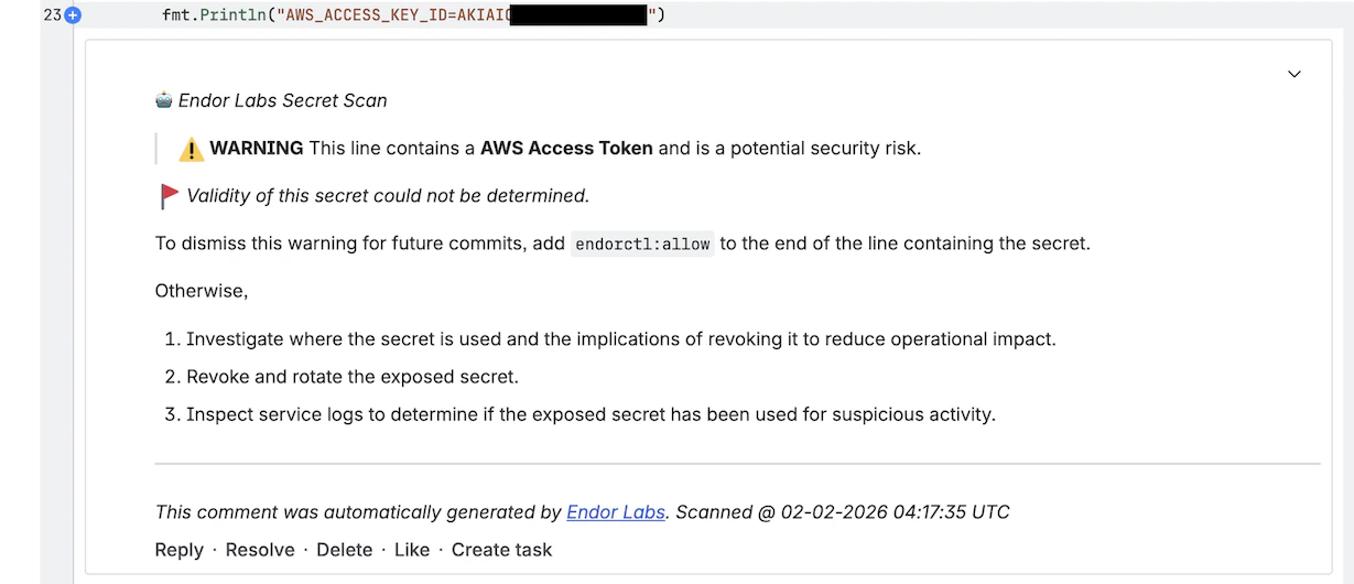 Bitbucket secrets comment example