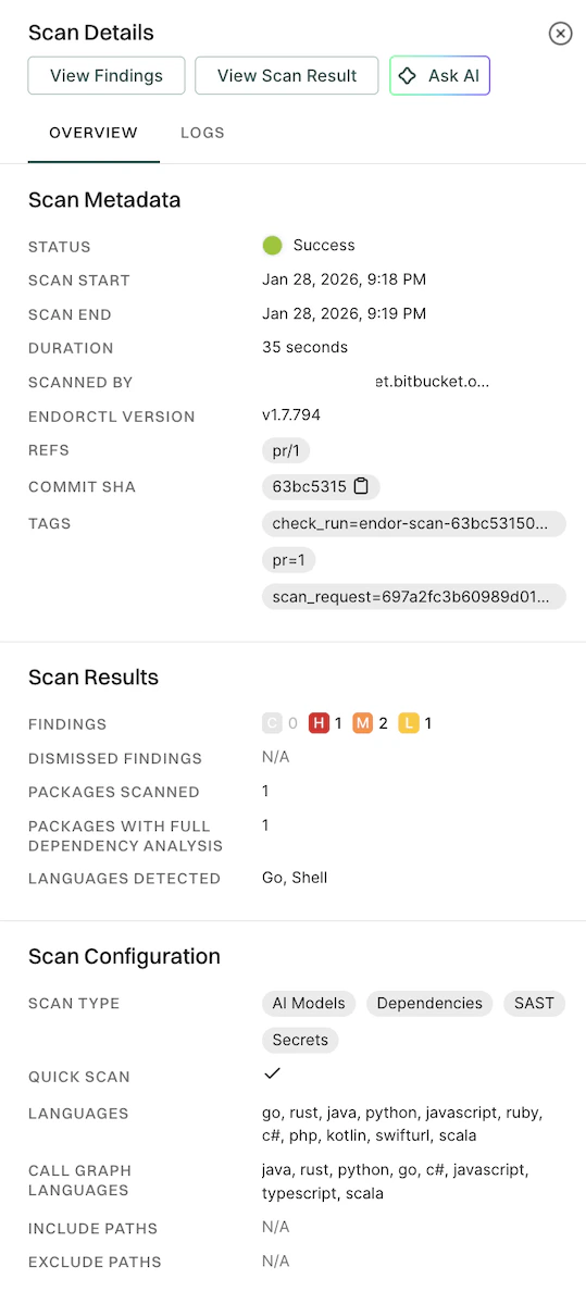 View PR scan findings