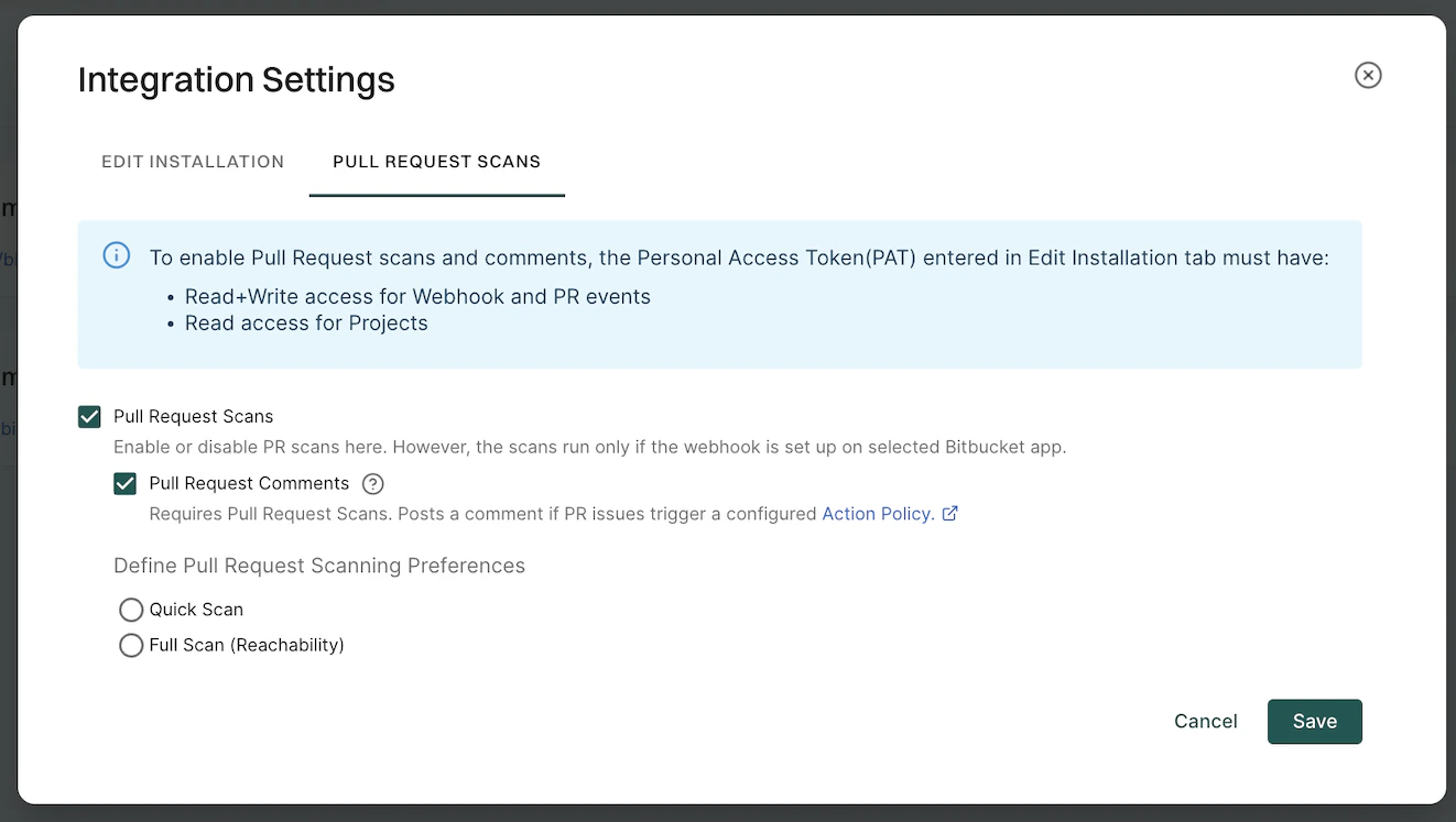 Edit Bitbucket Cloud PR settings