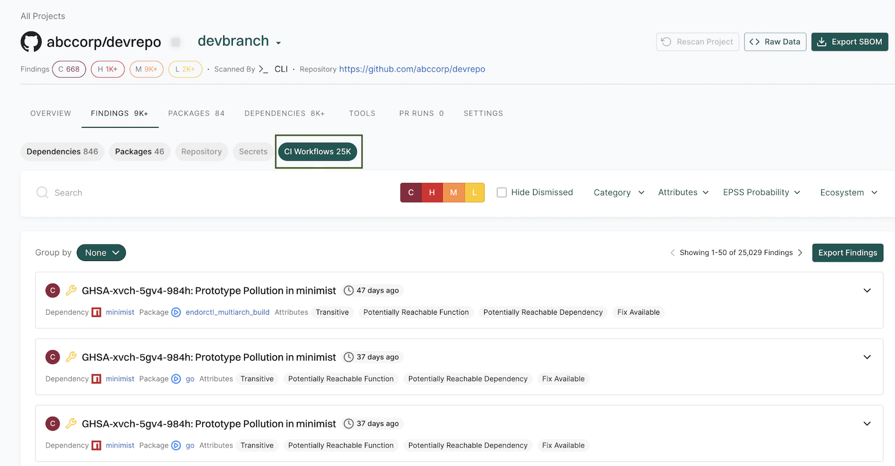 View GitHub Action findings