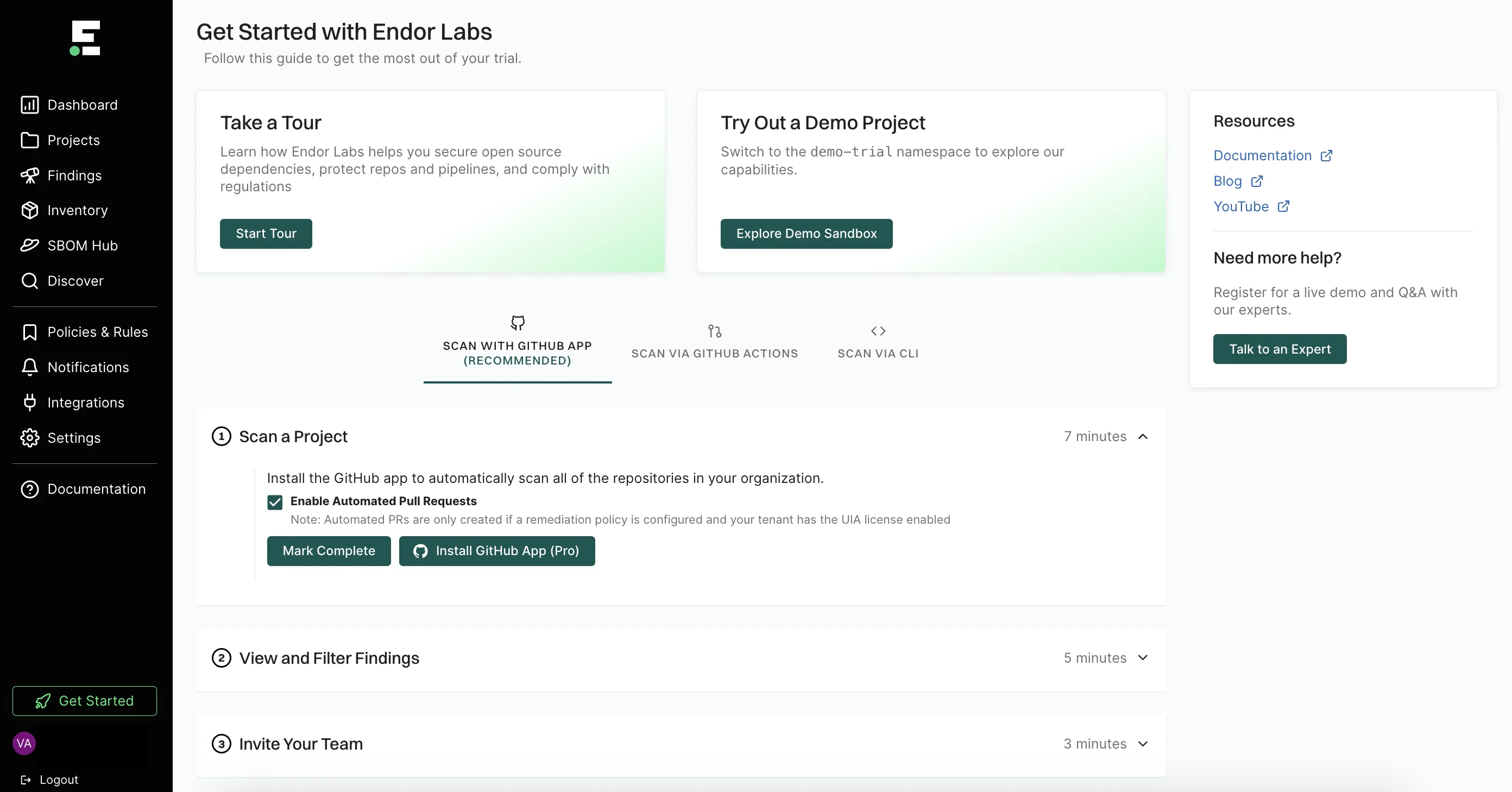 Get Started with Endor Labs