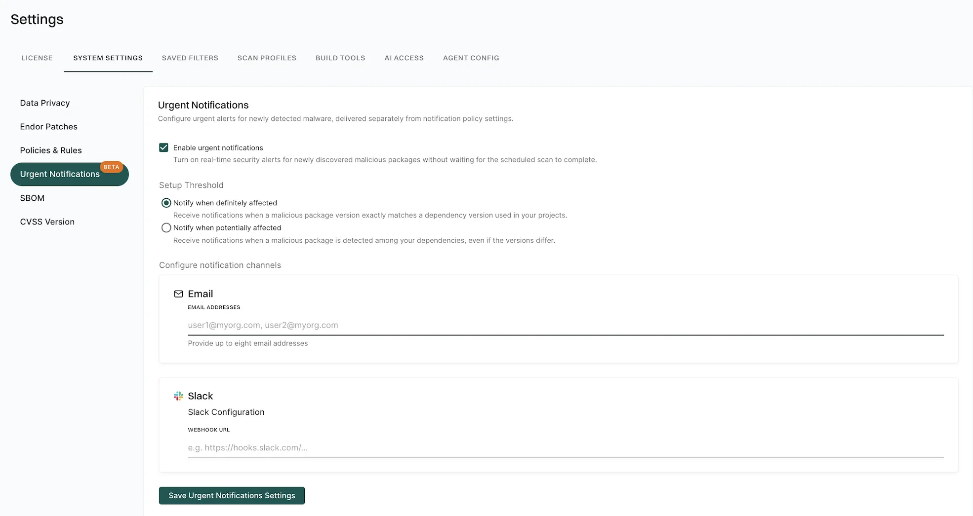 Urgent notifications