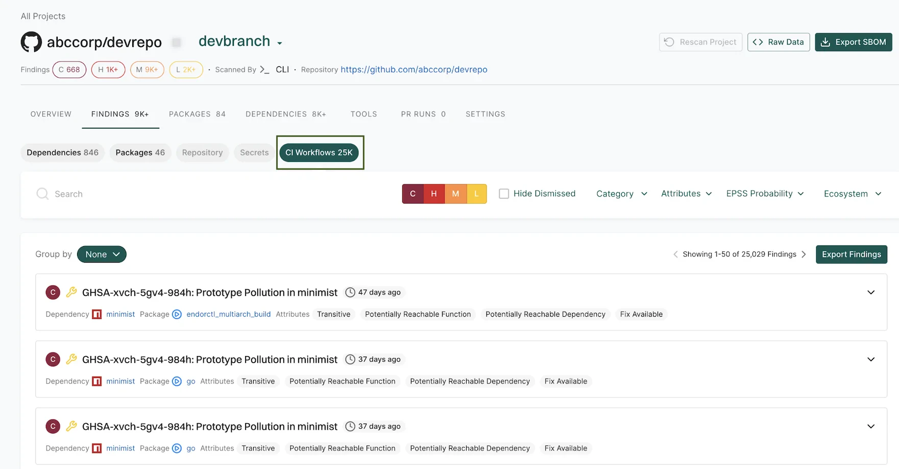 View GitHub Action findings