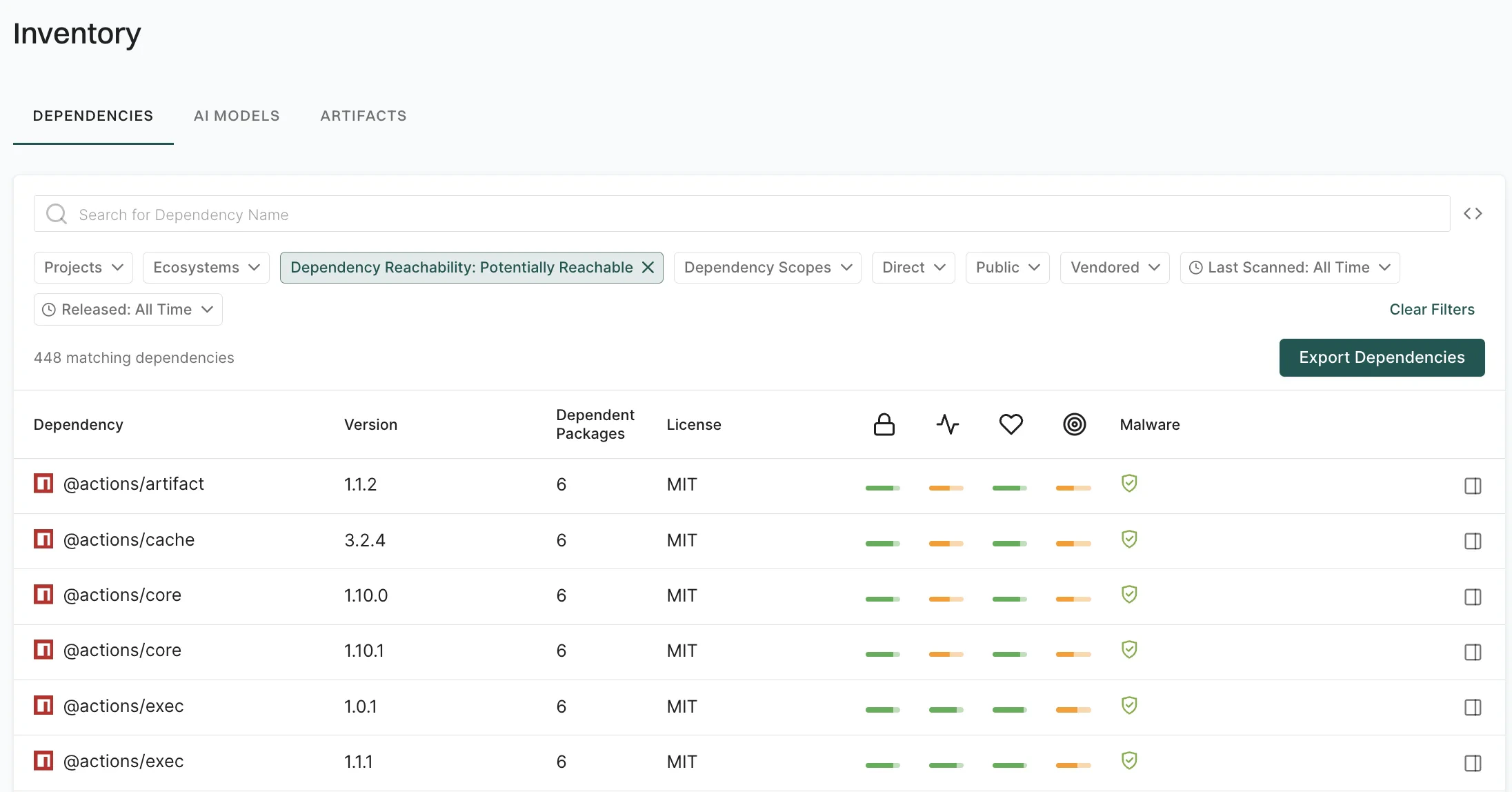 Filter by dependency reachability