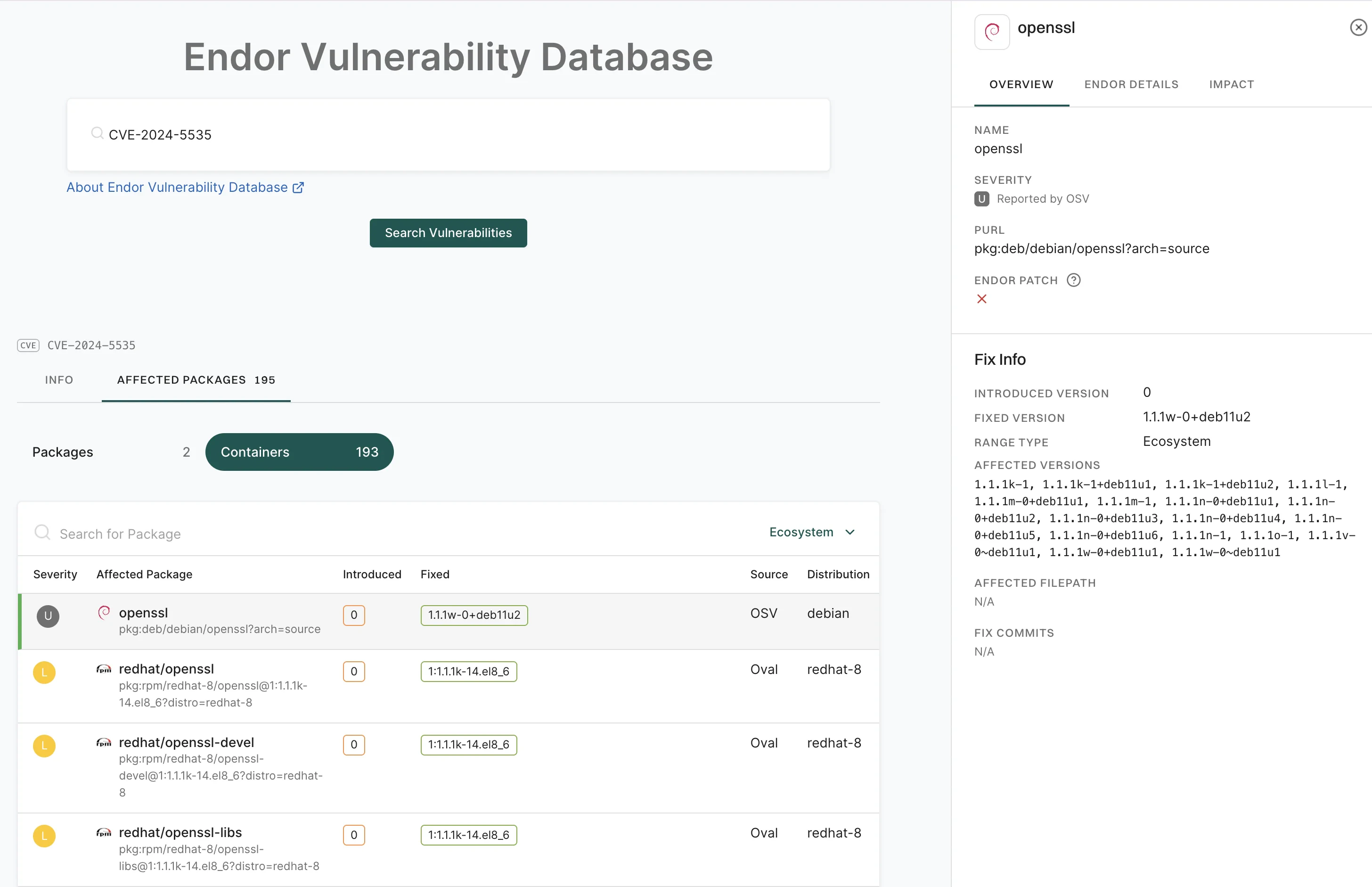 affected packages container
