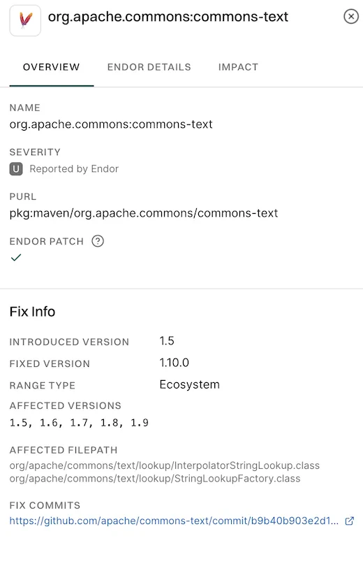 Affected packages overview