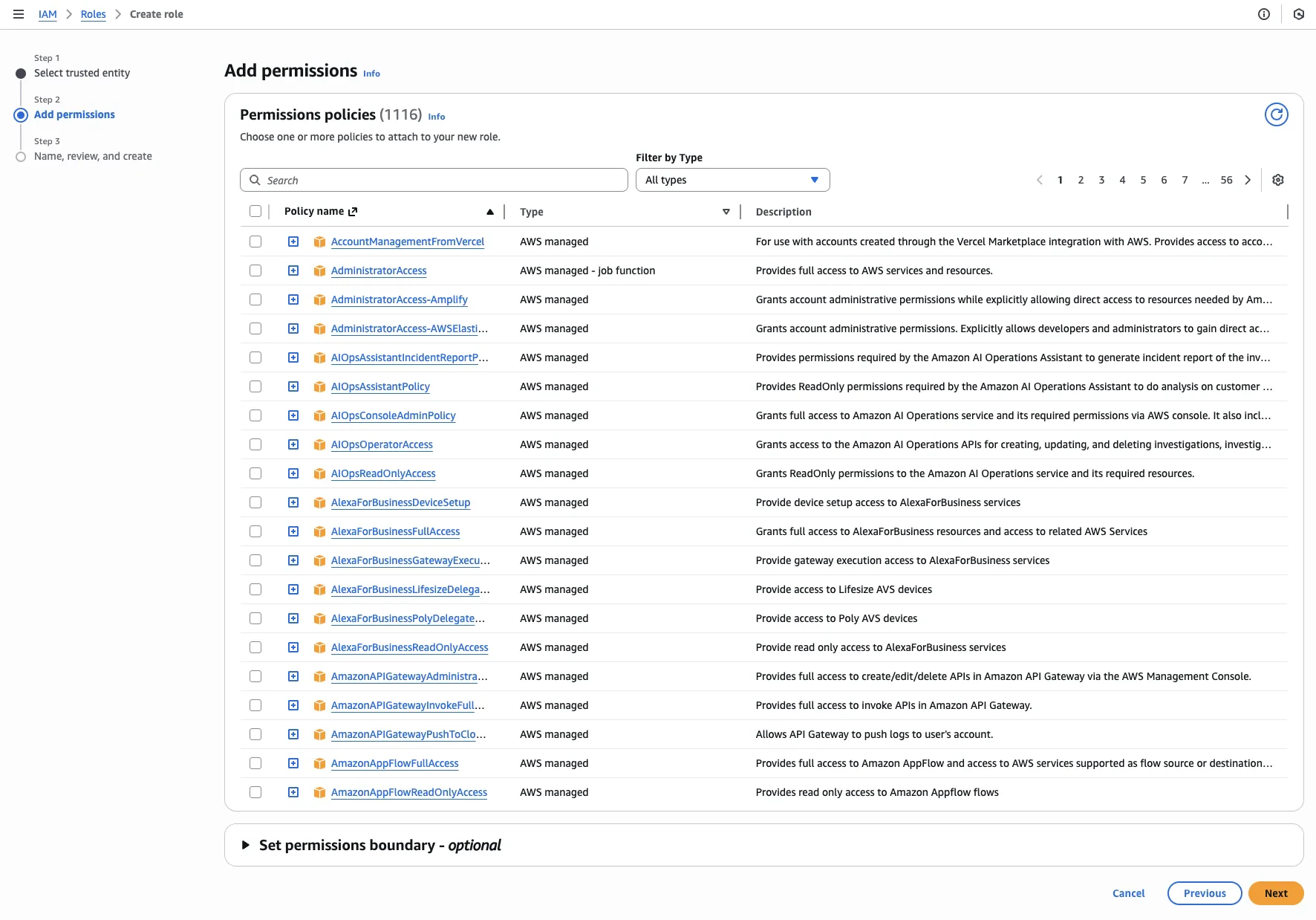 IAM role permissions