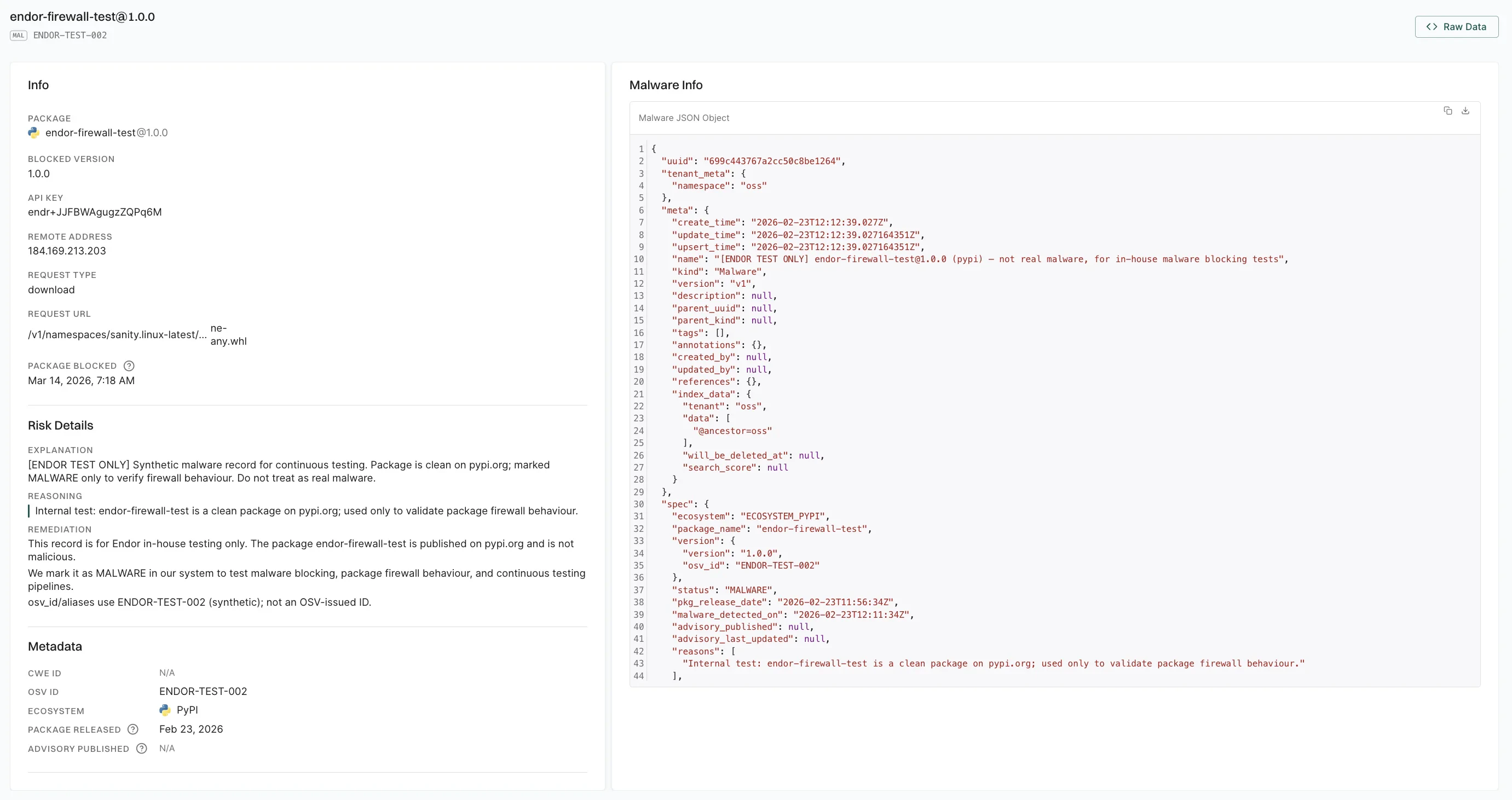 Package Firewall log