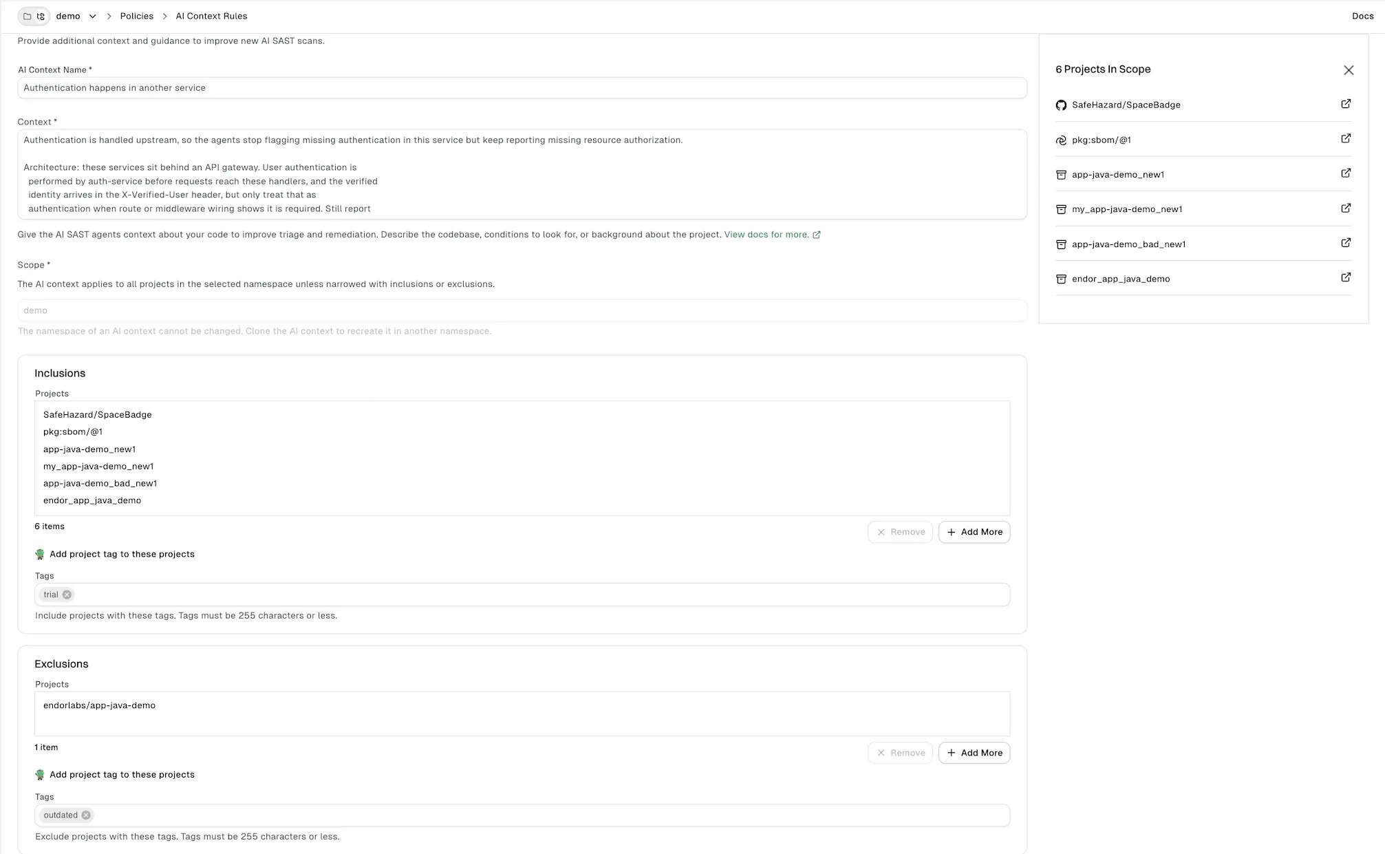 Create an AI context rule