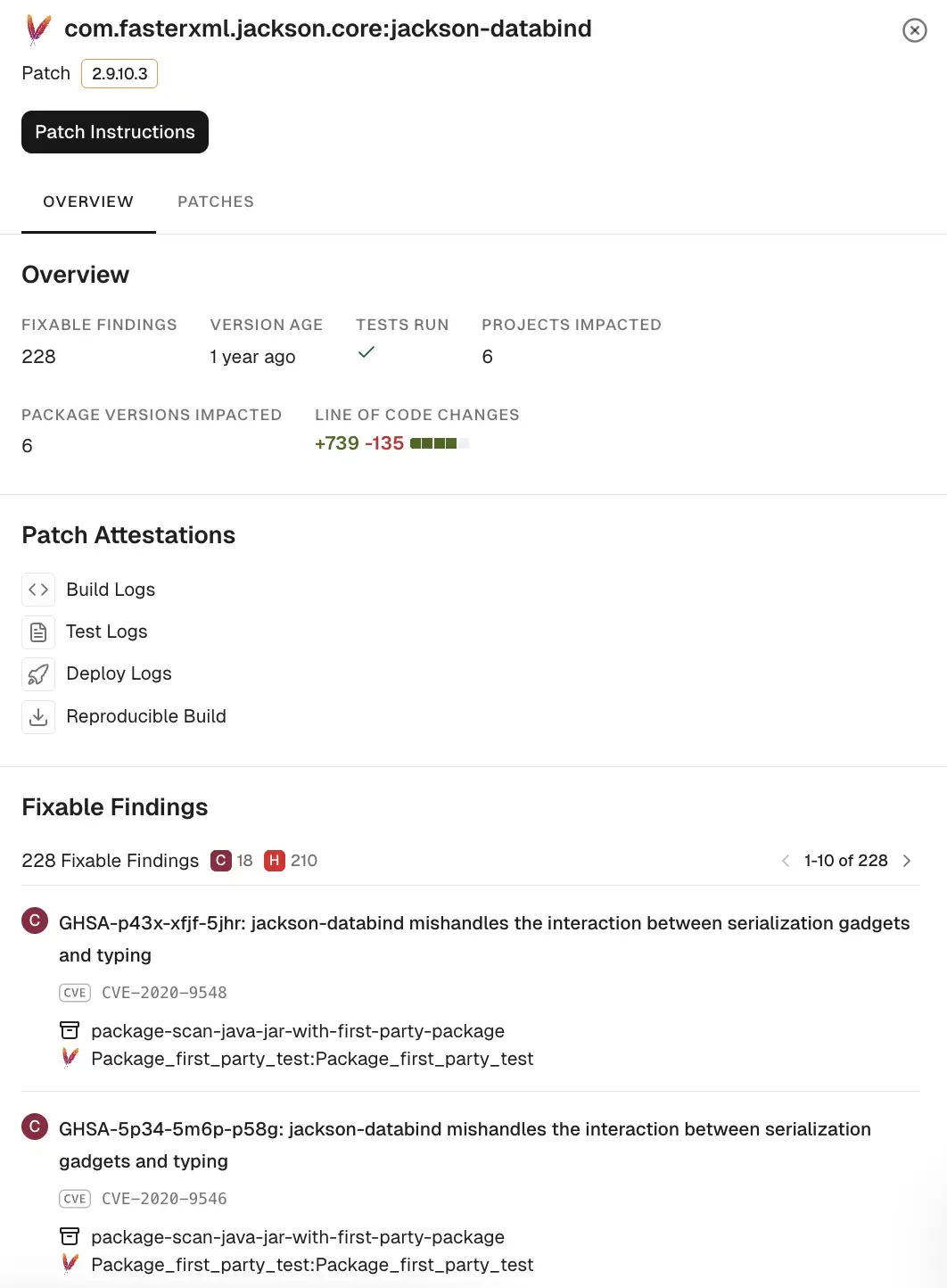Available patch details