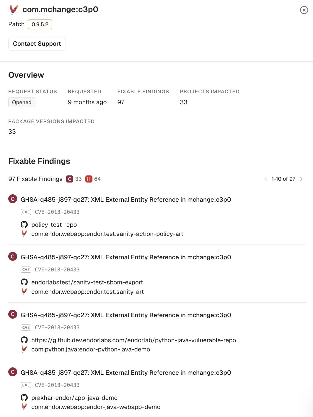 Request patches details