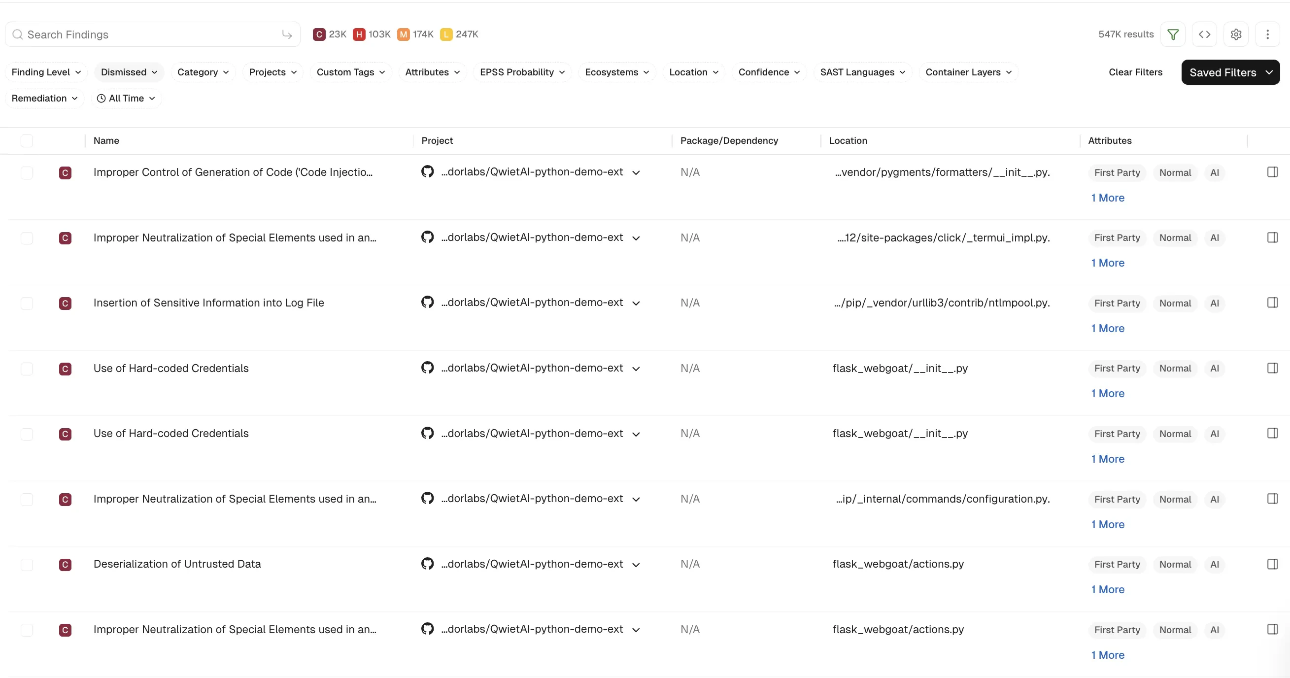 Findings UI
