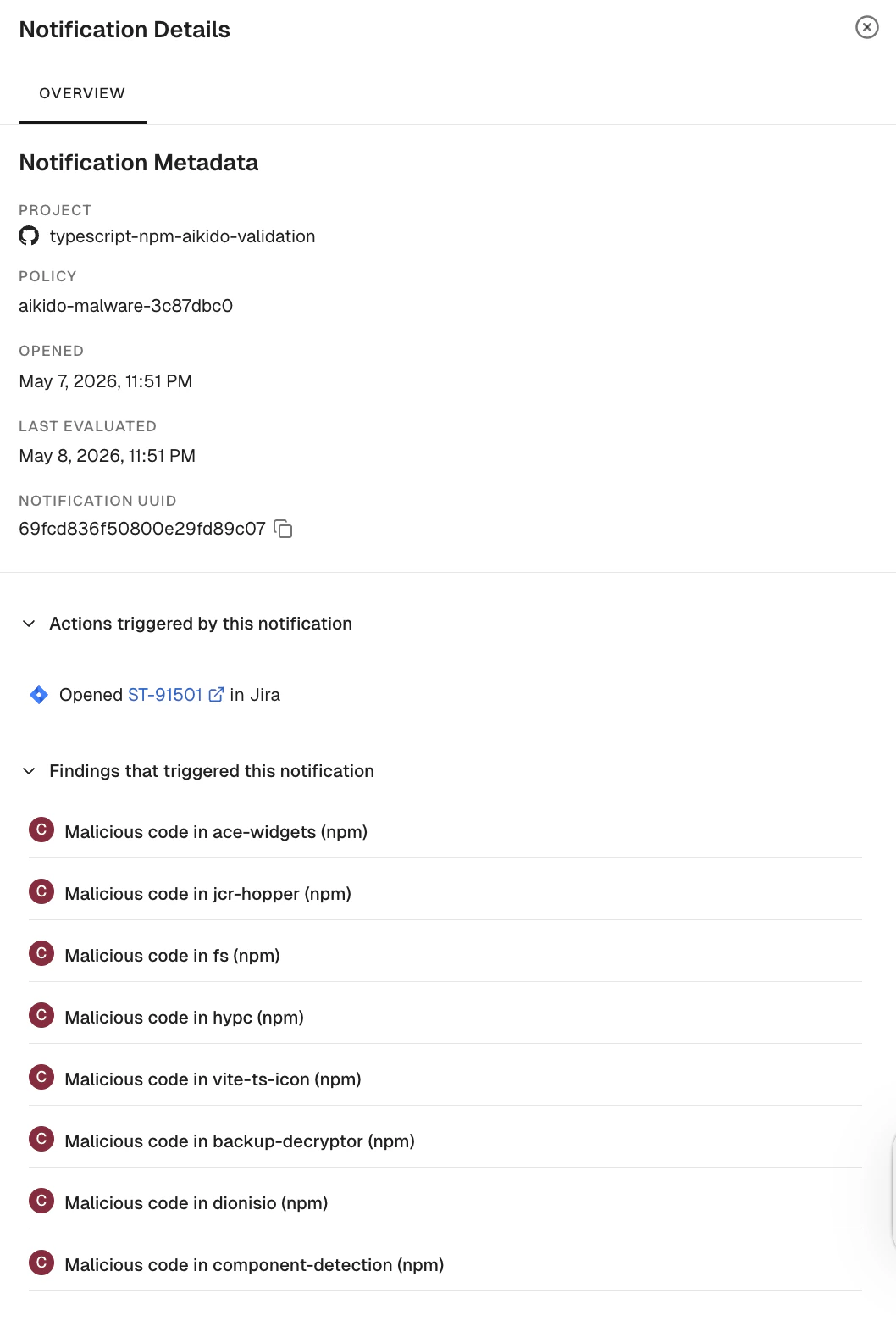 View details of notifications