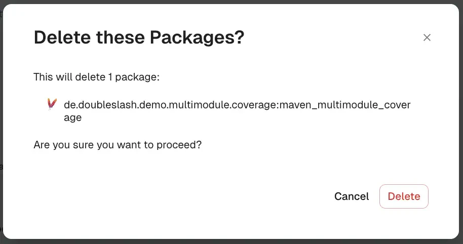 Delete package confirmation