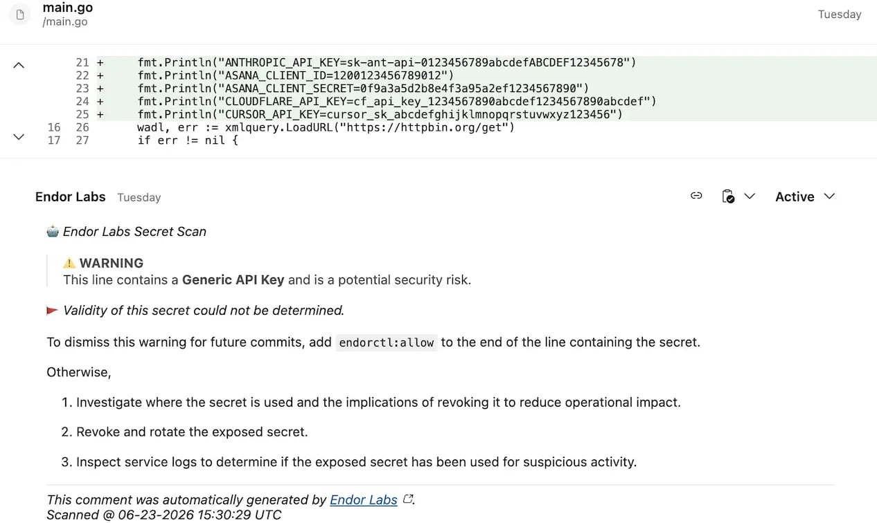 Azure DevOps secrets comment example