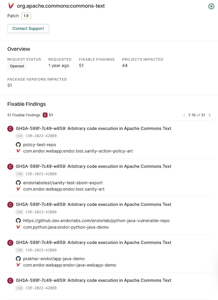 Request patches details