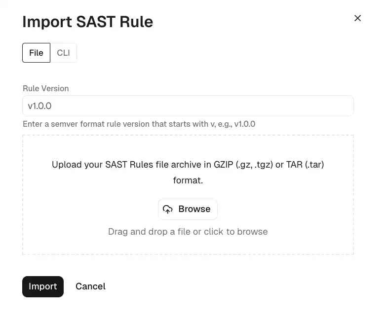 Import SAST rule