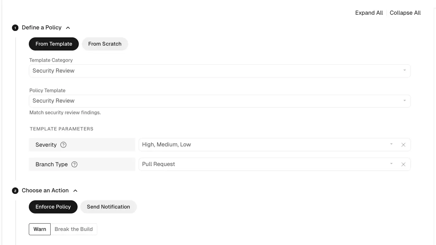 Configure action policy for PR comments