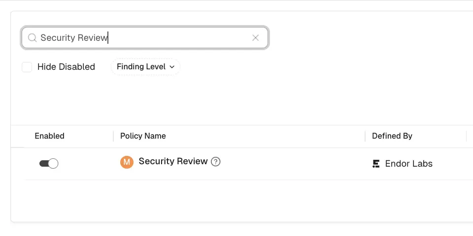 Enable finding policy for AI security code review