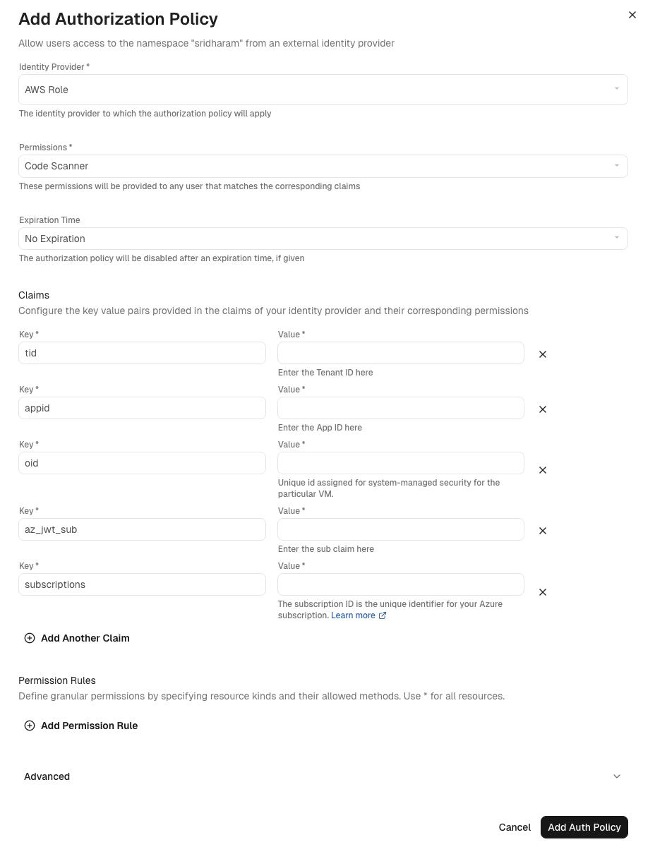 Azure authorization policy in Endor Labs