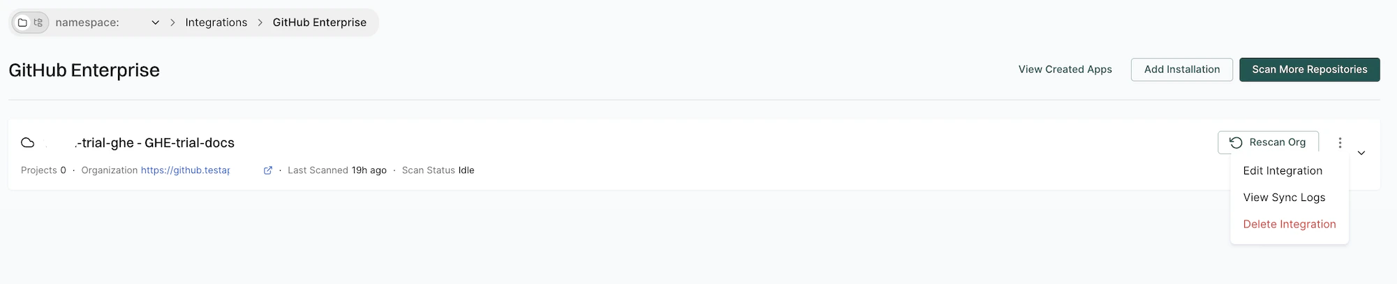 Manage GitHub Enterprise Server App
