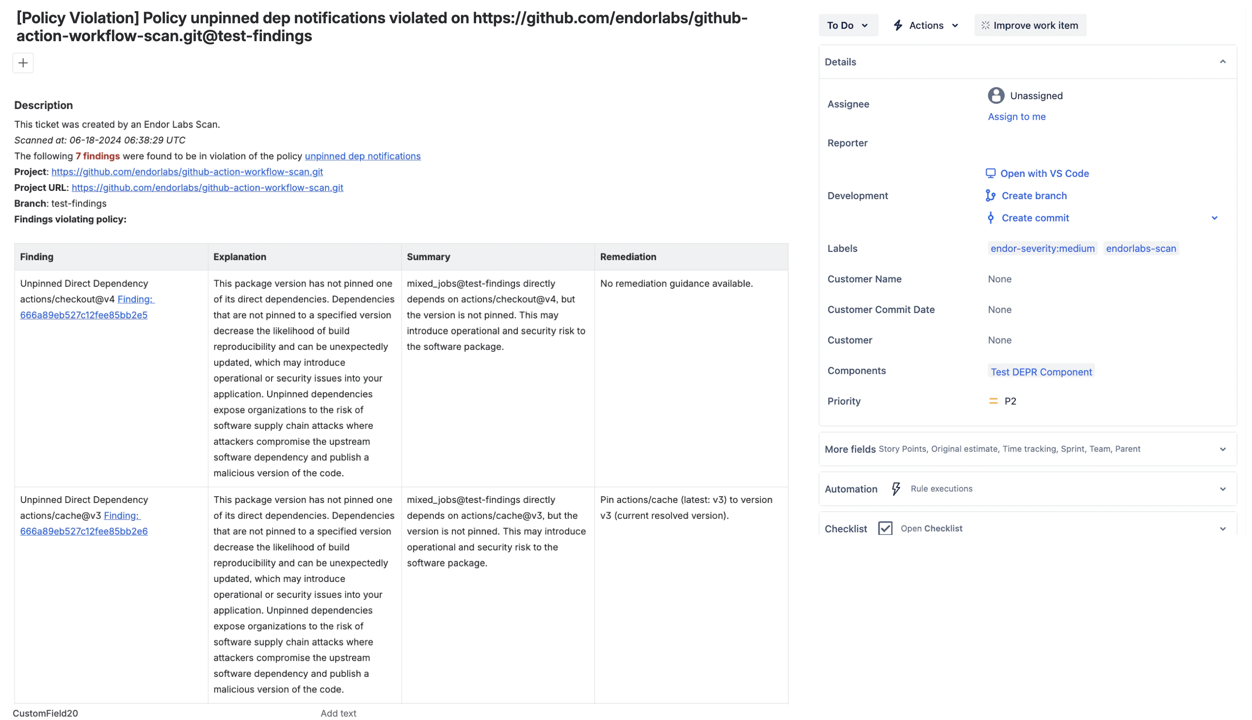 Team managed project components