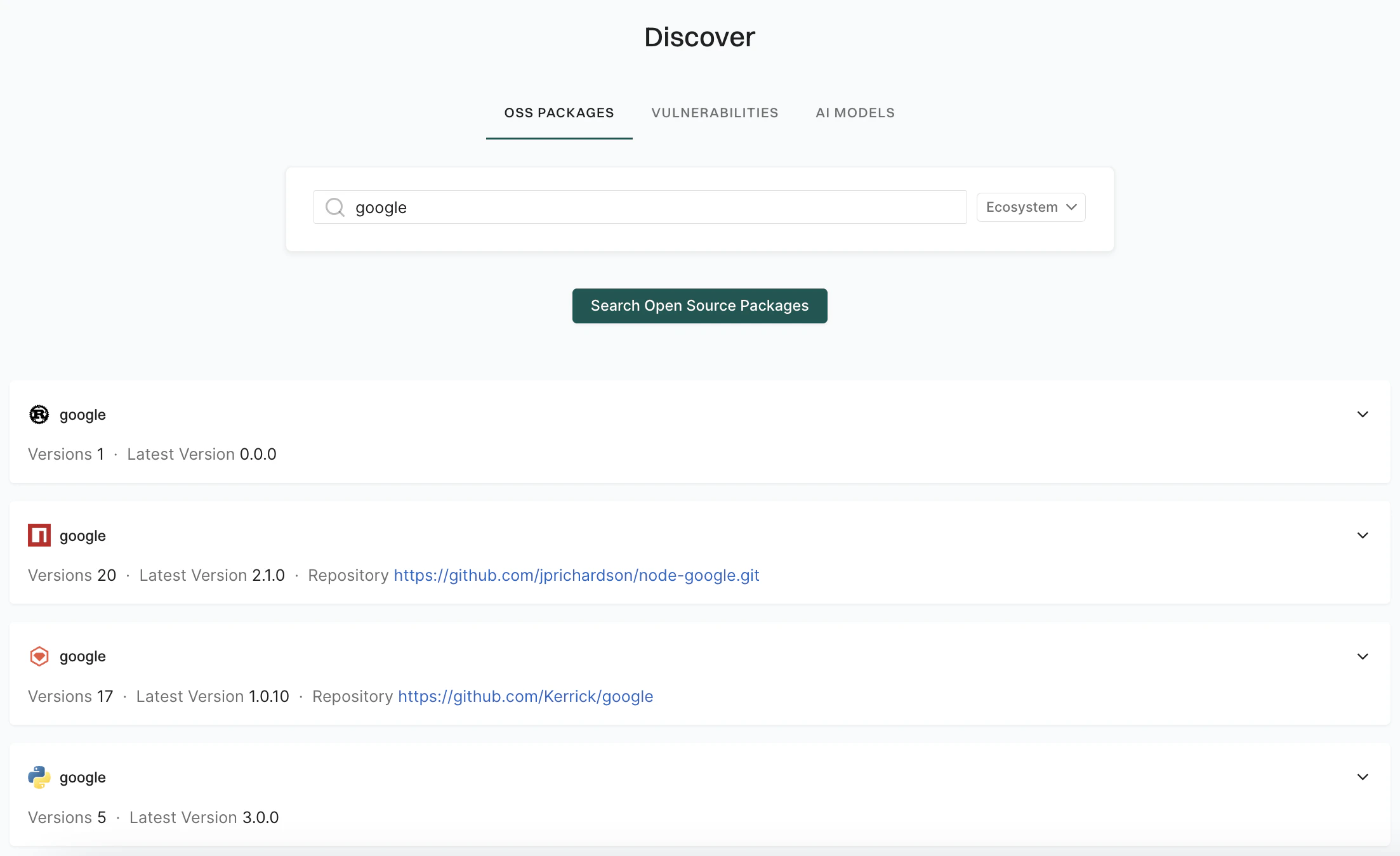 Open source packages
