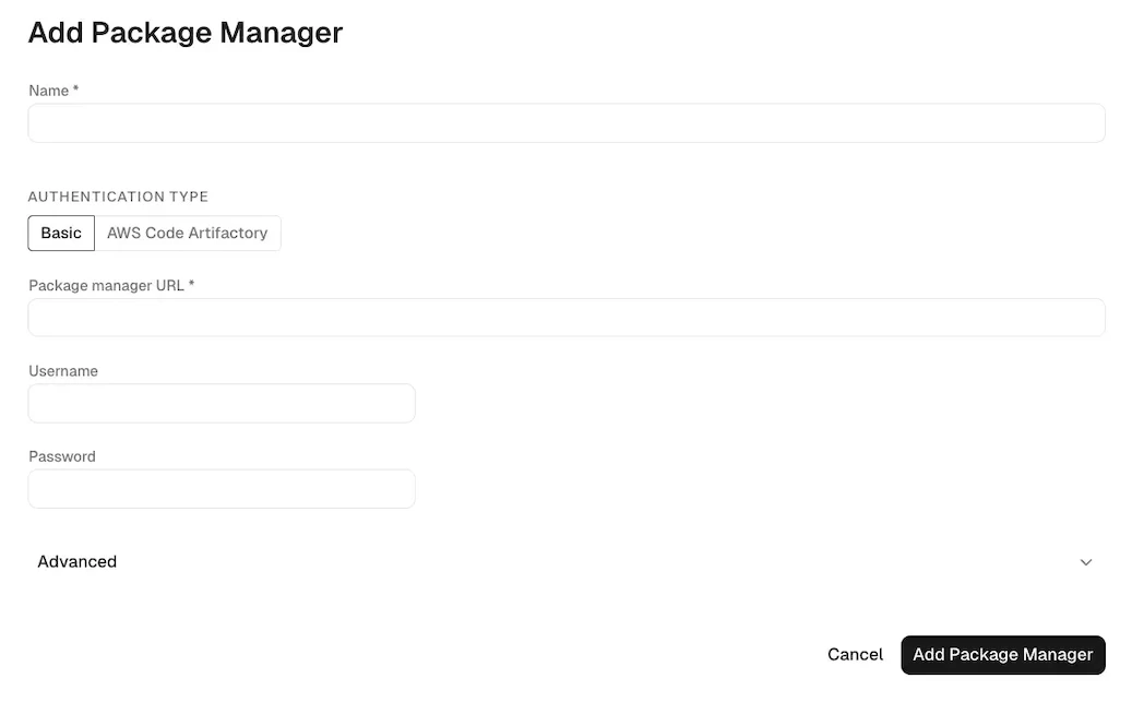 Basic authentication for package manager integrations