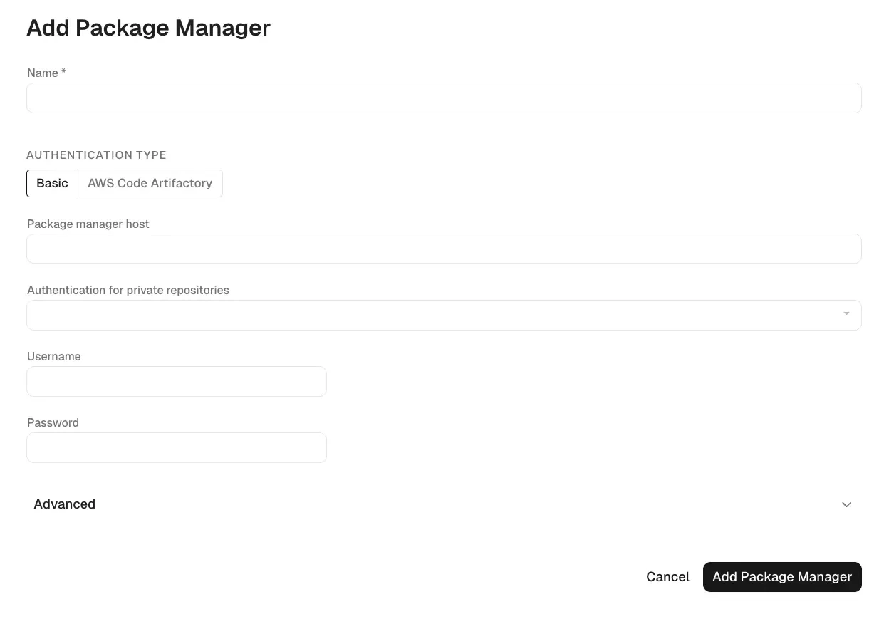 Basic authentication for package manager integrations