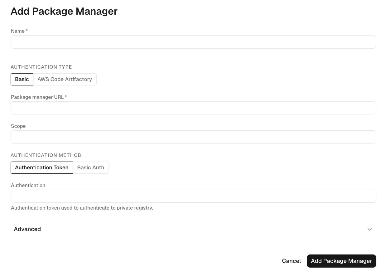 Basic authentication for package manager integrations